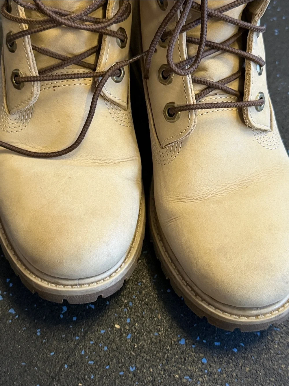 Timberland Tan Lace-Up Boots with Leopard-Print Collar
